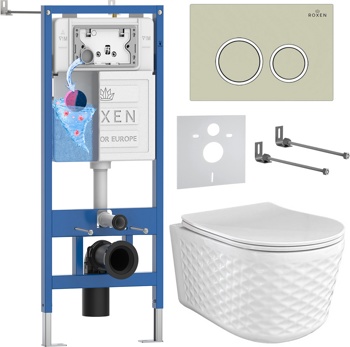 Комплект 6 в1 инсталляции и подвесного унитаза Roxen StounFix Dual Fresh 979011 - фото