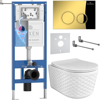 Комплект 6 в1 инсталляции и подвесного унитаза Roxen StounFix Dual Fresh 979013 - фото