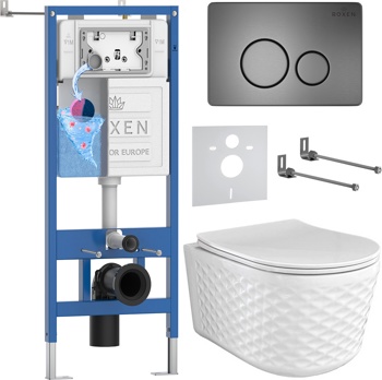 Комплект 6 в1 инсталляции и подвесного унитаза Roxen StounFix Dual Fresh 979020 - фото