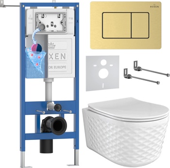 Комплект 6 в1 инсталляции и подвесного унитаза Roxen StounFix Dual Fresh 979022 - фото