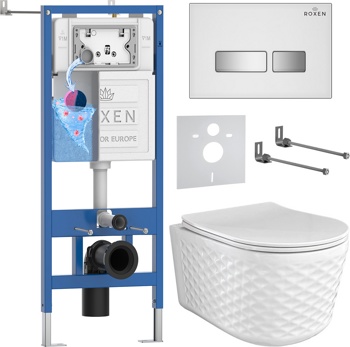 Комплект 6 в1 инсталляции и подвесного унитаза Roxen StounFix Dual Fresh 979024 - фото