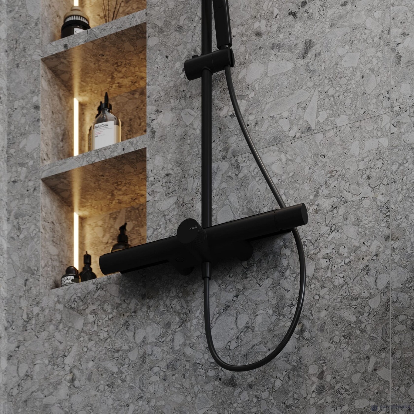 Душевая система для ванны AQUAme AQM8010B, черный