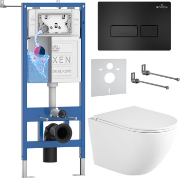 Комплект 6 в1 инсталляции и подвесного унитаза Roxen StounFix Dual Fresh 868413 - фото