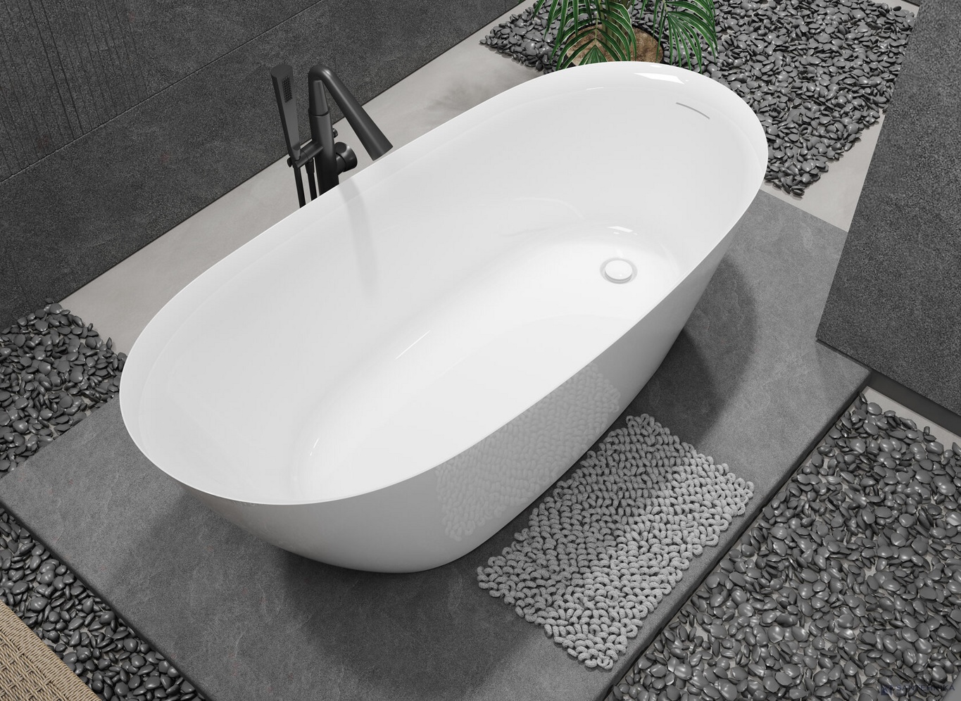 Акриловая отдельностоящая ванна AQUAme AQM3503GW, белый 170х75 см 