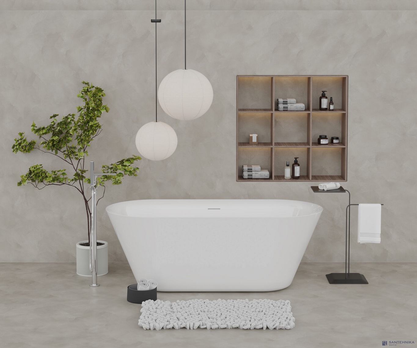 Акриловая отдельностоящая ванна AQUAme AQM3501GW, белый 170х75 см 