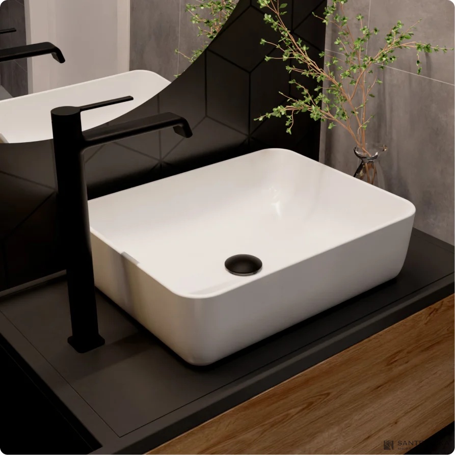 Смеситель для умывальника высокий AQUAme Asti AQM6414MB, черный