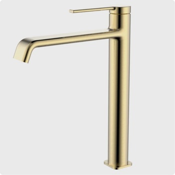 Смеситель для умывальника высокий AQUAme Asti AQM6414BG, золото матовое - фото