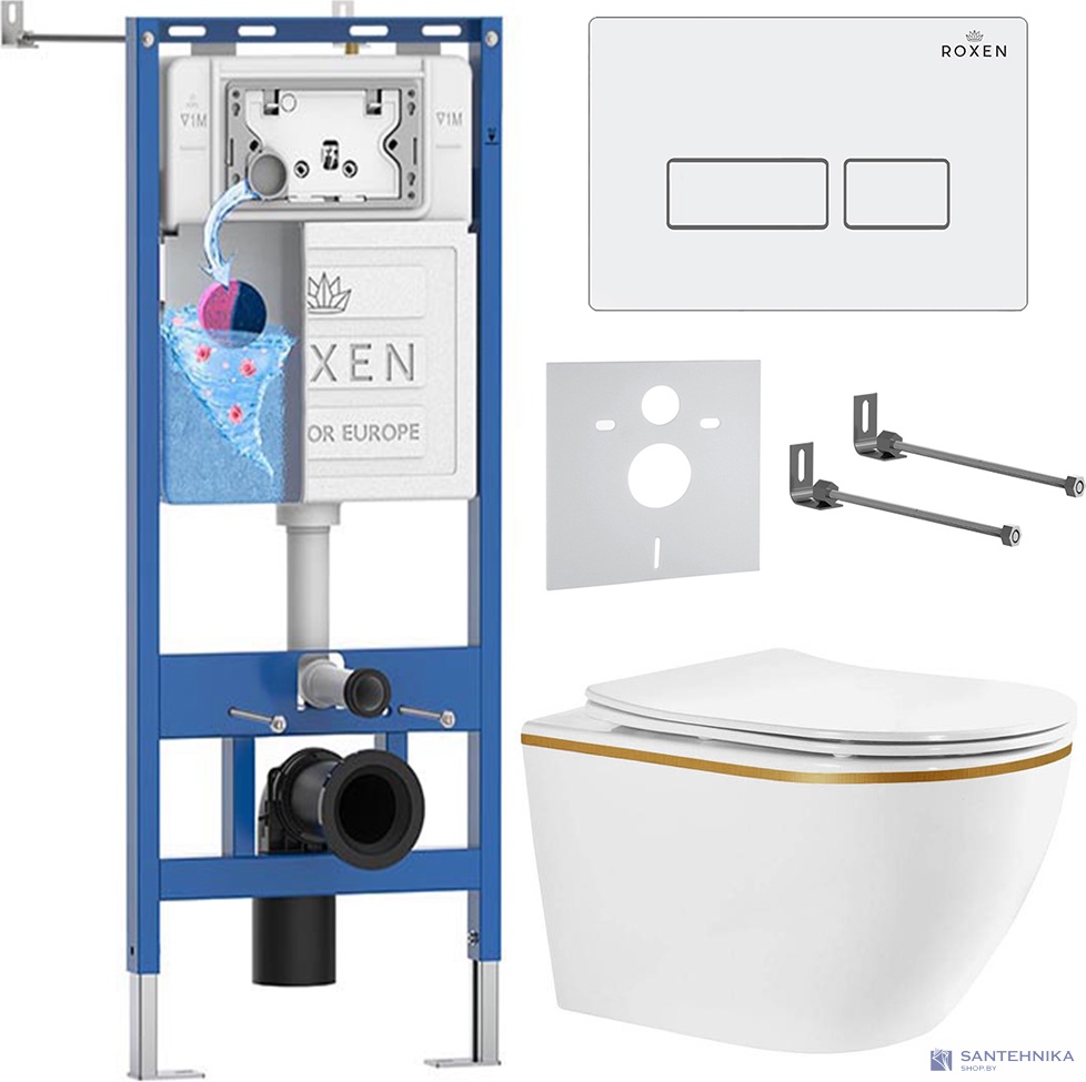 Комплект 6 в1 инсталляции и подвесного унитаза Roxen StounFix Dual Fresh 966601