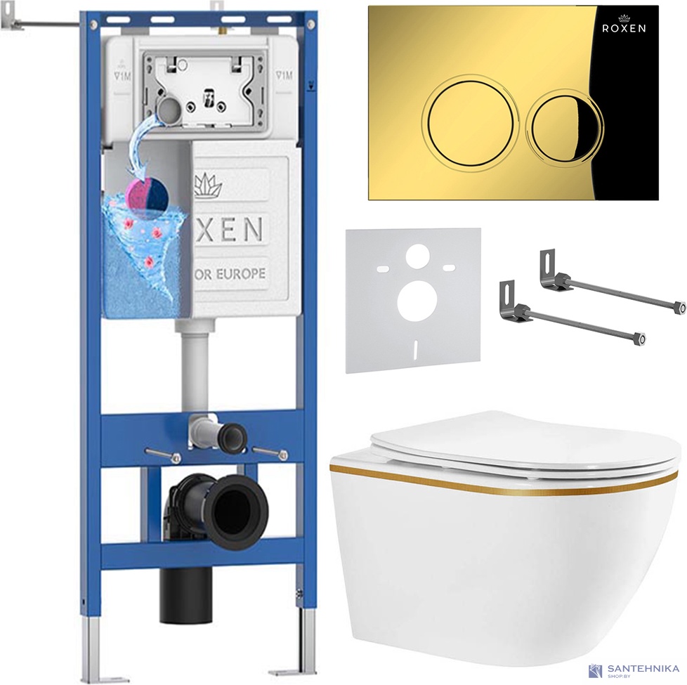 Комплект 6 в1 инсталляции и подвесного унитаза Roxen StounFix Dual Fresh 966607