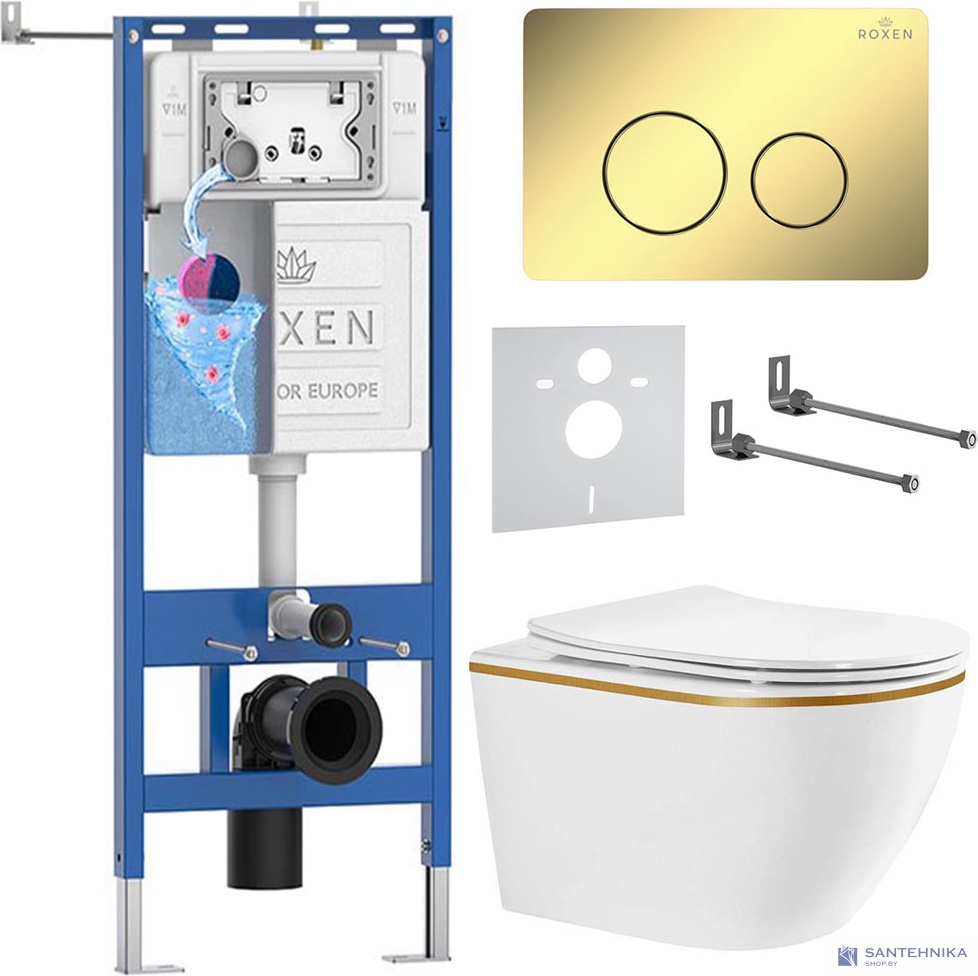 Комплект 6 в1 инсталляции и подвесного унитаза Roxen StounFix Dual Fresh 966612