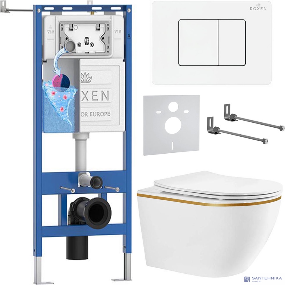 Комплект 6 в1 инсталляции и подвесного унитаза Roxen StounFix Dual Fresh 966613