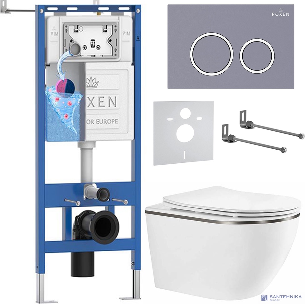 Комплект 6 в1 инсталляции и подвесного унитаза Roxen StounFix Dual Fresh 966621