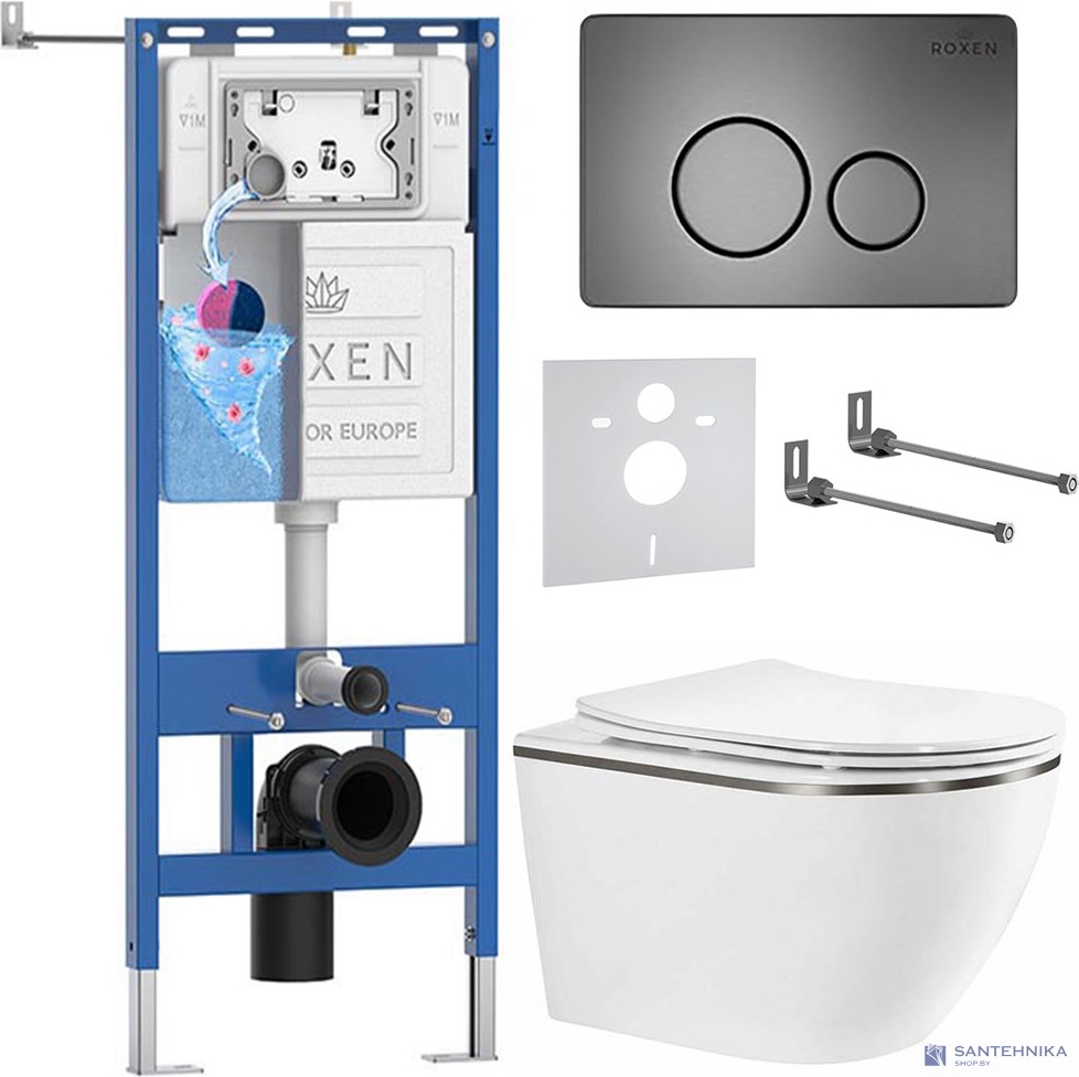 Комплект 6 в1 инсталляции и подвесного унитаза Roxen StounFix Dual Fresh 966629