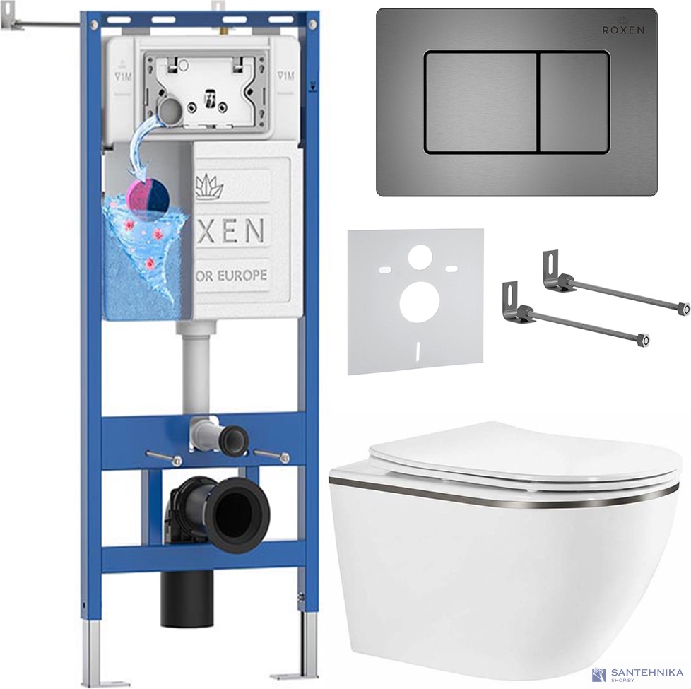 Комплект 6 в1 инсталляции и подвесного унитаза Roxen StounFix Dual Fresh 966630