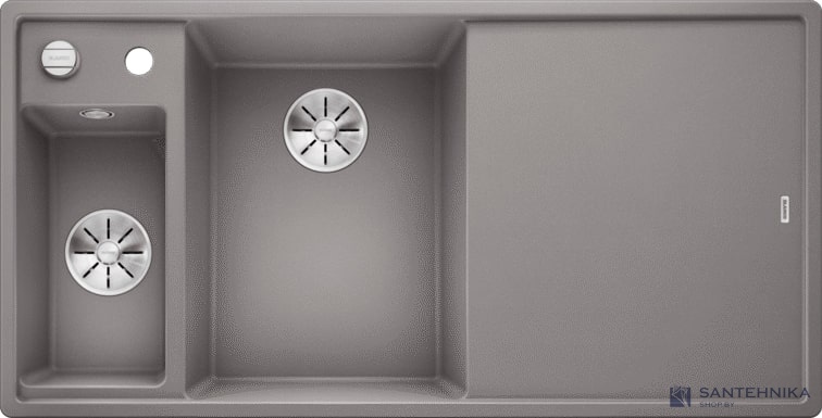 Кухонная мойка Blanco Axia III 6 S (алюметаллик, левая, разделочный столик ясень, с клапаном-автоматом InFino®)