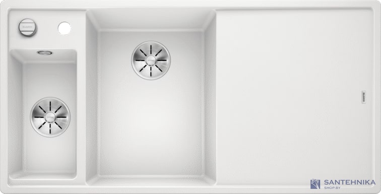 Кухонная мойка Blanco Axia III 6 S (белый, левая, разделочный столик ясень, с клапаном-автоматом InFino®)