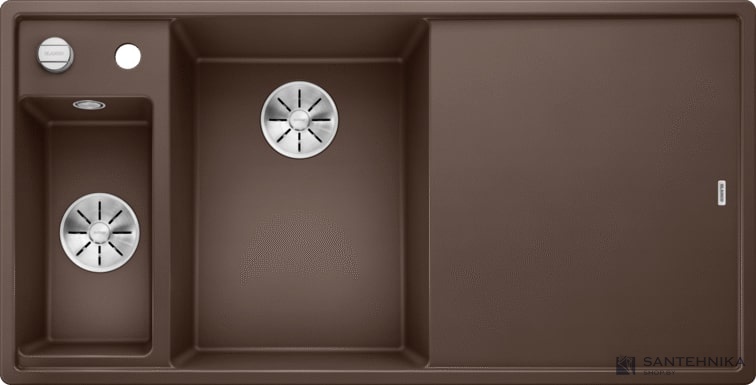 Кухонная мойка Blanco Axia III 6 S-F Кофе 6 S-F (кофе, чаша слева, стекло, с клапаном-автоматом InFino®)