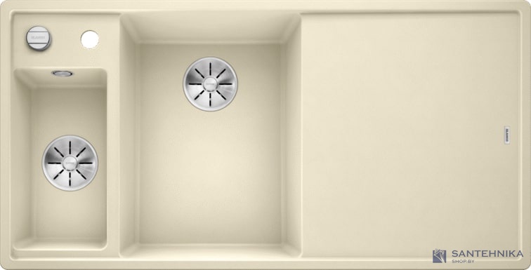 Кухонная мойка Blanco Axia III 6 S (жасмин, левая, разделочный столик ясень, с клапаном-автоматом InFino®)
