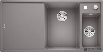 Кухонная мойка Blanco Axia III 6 S (алюметаллик, правая, разделочный столик ясень, с клапаном-автоматом InFino) - фото