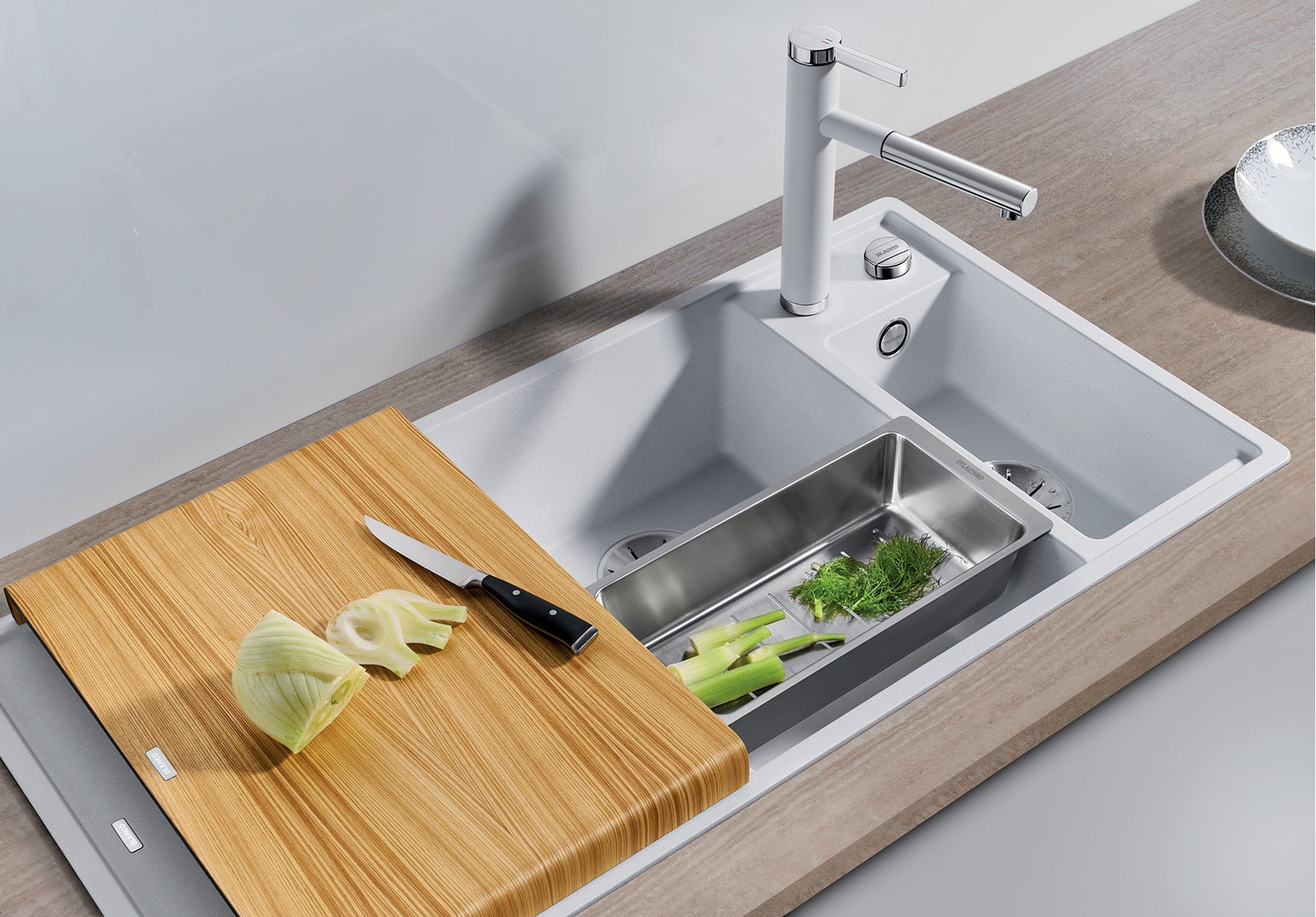 Кухонная мойка Blanco Axia III 6 S Белый 6 S (белый, правая, стекло, с клапаном-автоматом InFino) - фото2