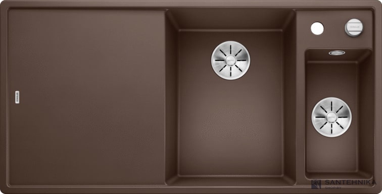 Кухонная мойка Blanco Axia III 6 S-F Кофе 6 S-F (кофе, чаша справа, стекло, с клапаном-автоматом InFino)