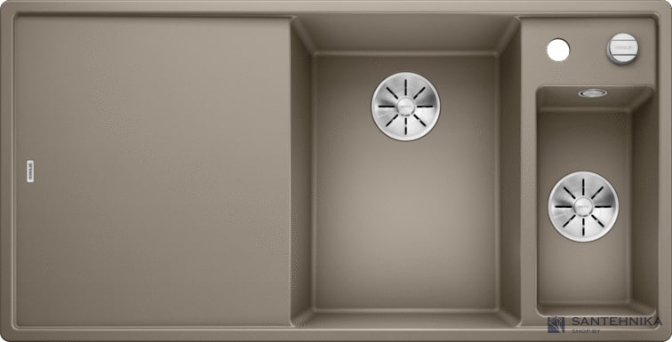 Кухонная мойка Blanco Axia III 6 S (серый беж, правая, разделочный столик ясень, с клапаном-автоматом InFino)