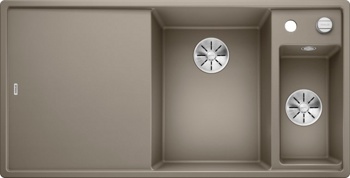 Кухонная мойка Blanco Axia III 6 S Серый бежевый 6 S (серый беж, правая, стекло, с клапаном-автоматом InFino) - фото