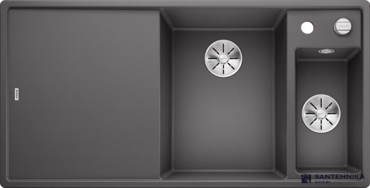 Кухонная мойка Blanco Axia III 6 S-F Темная скала 6 S-F (темная скала, чаша справа, стекло, с клапаном-автоматом InFino)