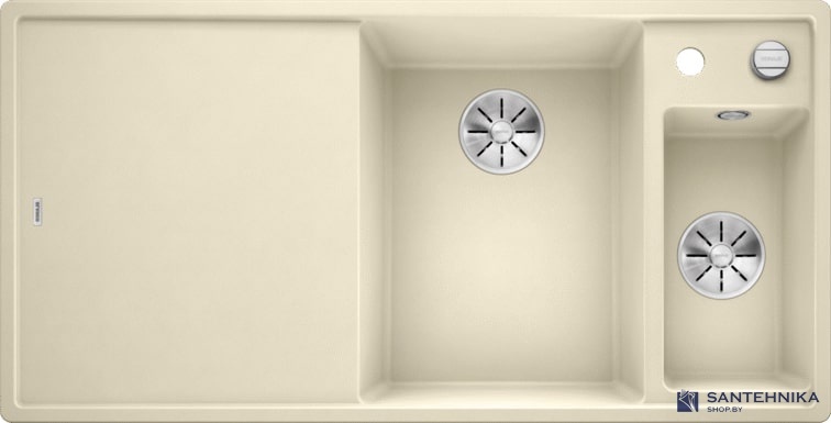 Кухонная мойка Blanco Axia III 6 S (жасмин, правая, разделочный столик ясень, с клапаном-автоматом InFino)