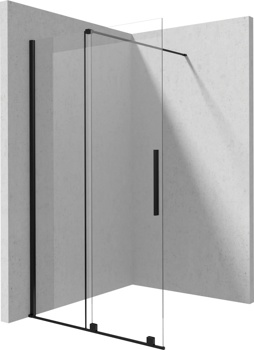 Ограждение раздвижное для душа Deante Prizma Walk-in KTJ N30R 100 см, черный/ прозрачное - фото