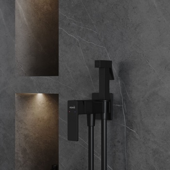 Гигиенический душ скрытого монтажа AQUAme Savona AQM6817MB, черный - фото2