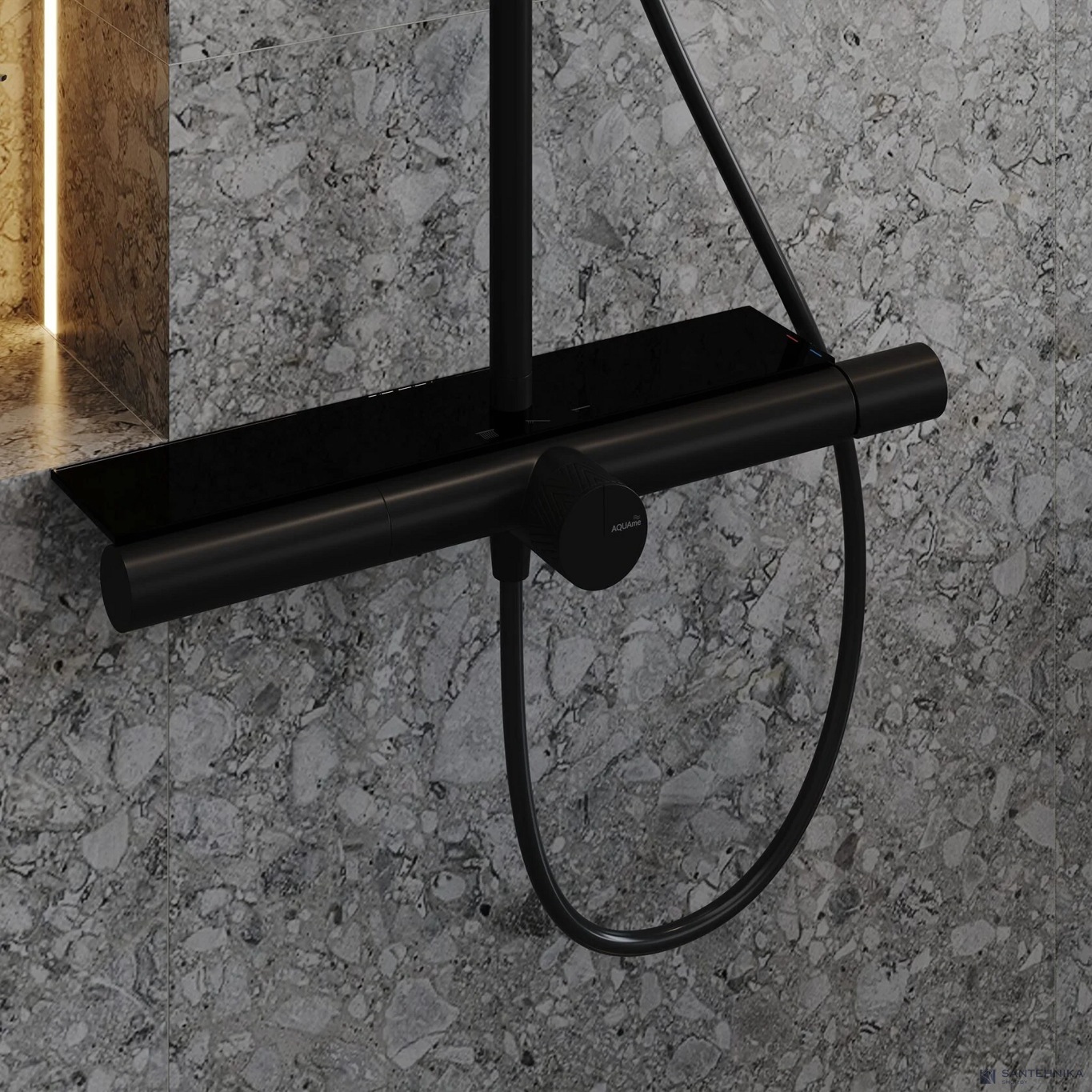 Душевая система для ванны AQUAme AQM8010B, черный