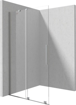 Ограждение раздвижное для душа Deante Prizma Walk-in KTJ F30R 100 см, нерж. сталь/ прозрачное - фото