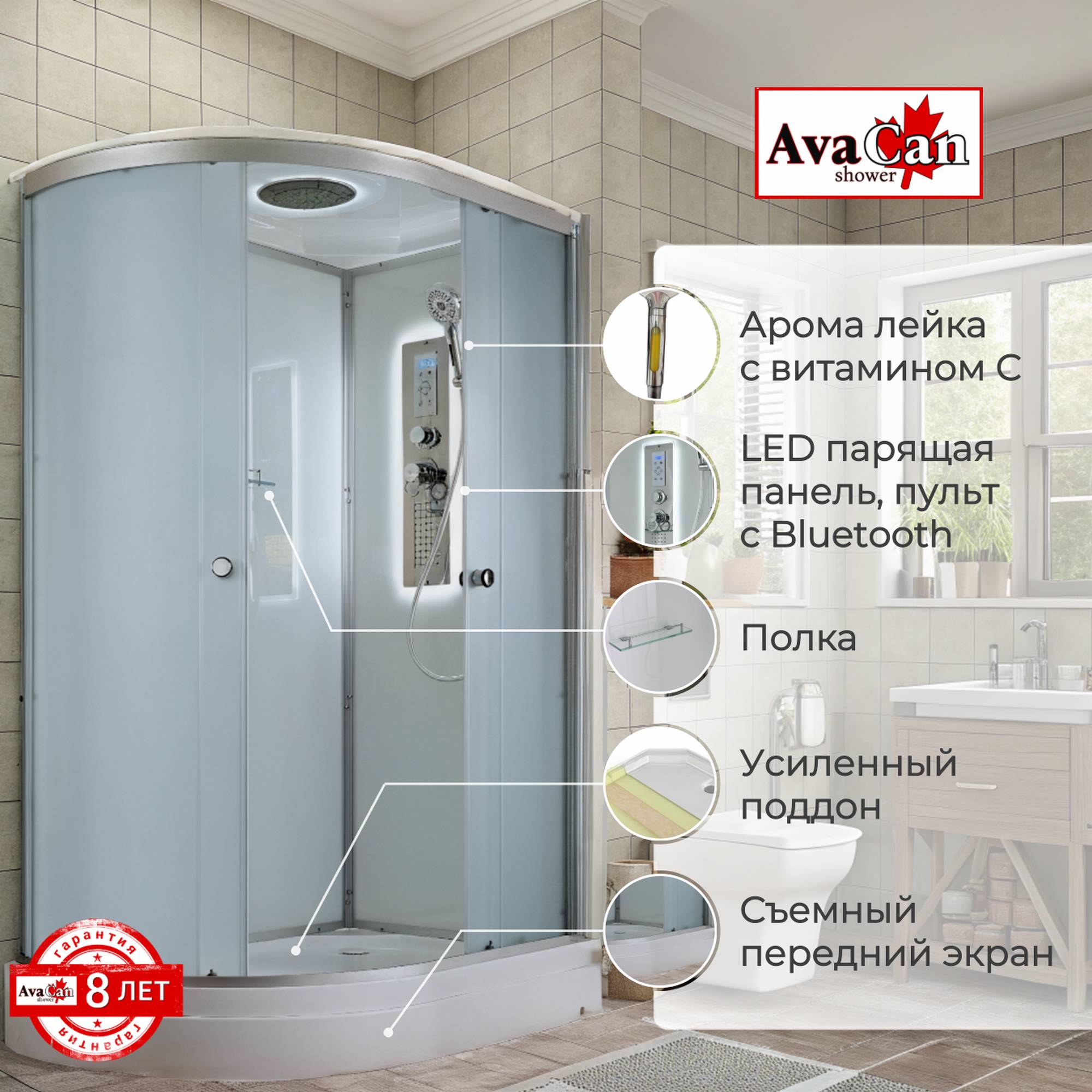 Душевая кабина D2012R LED - фото2