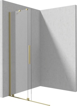 Ограждение раздвижное для душа Deante Prizma Walk-in KTJ R34R 140 см, золото матовое/ прозрачное - фото2