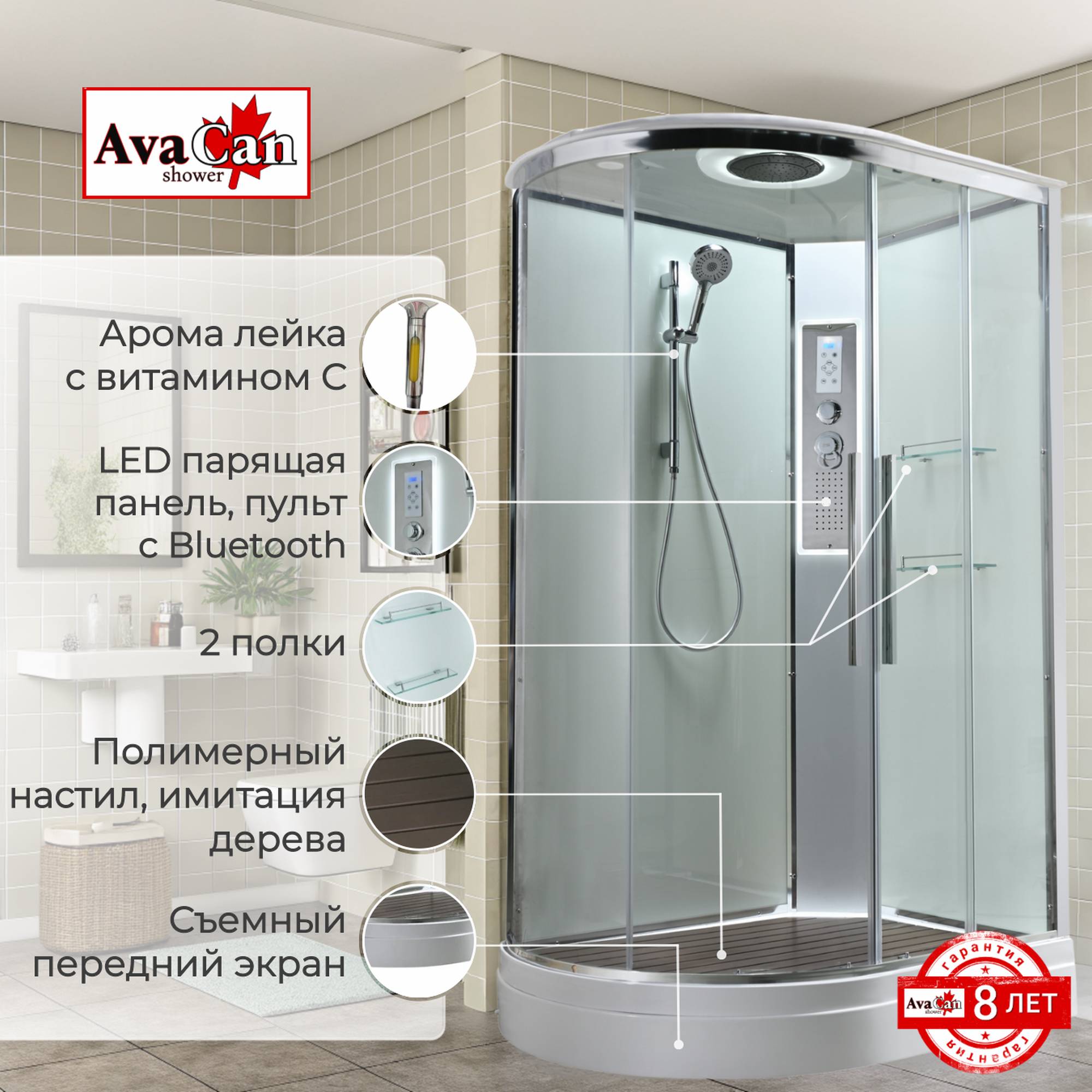 Душевая кабина EM2811RLEDT прозрачная - фото2