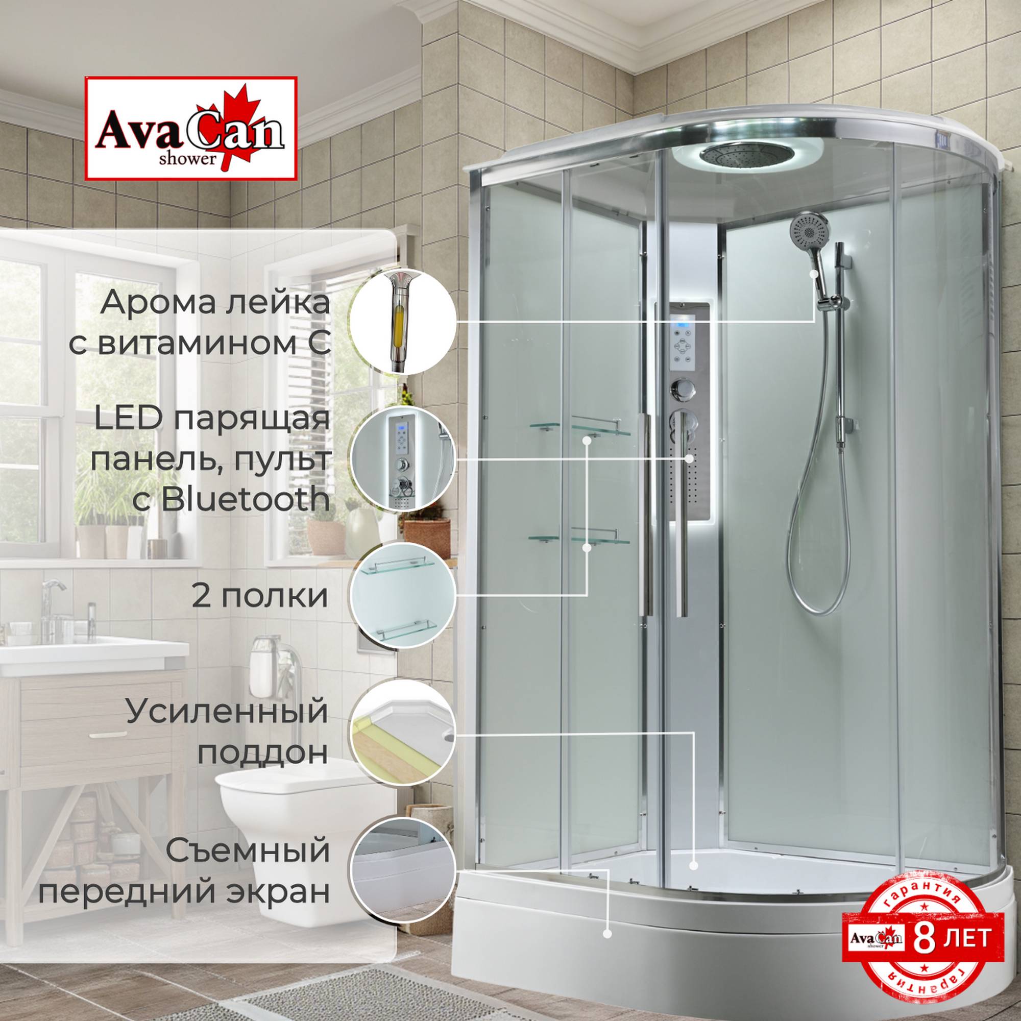 Душевая кабина EM3812LLEDT прозрачная - фото2