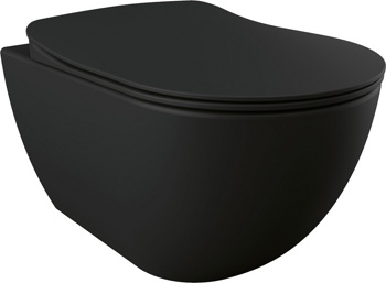 Унитаз подвесной Creavit Free Rim-Off FE322-11+ KC0903, черный матовый - фото