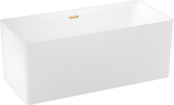 Отдельностоящая акриловая ванна Wellsee Pure 166x77 матовая белая, слив золото - фото