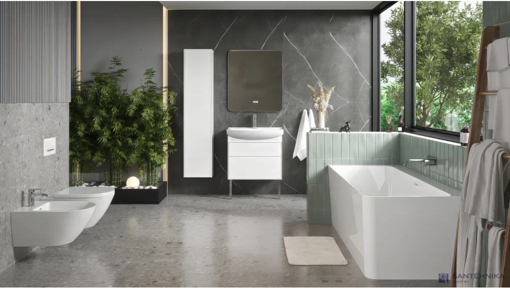 Каменная ванна Canterno Гандия 160L, белый матовый