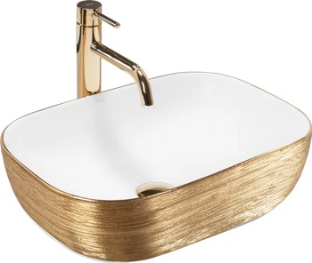 Умывальник настольный Rea Belinda White gold brush 46 см - фото