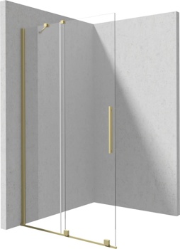 Ограждение раздвижное для душа Deante Prizma Walk-in KTJ R34R 140 см, золото матовое/ прозрачное - фото
