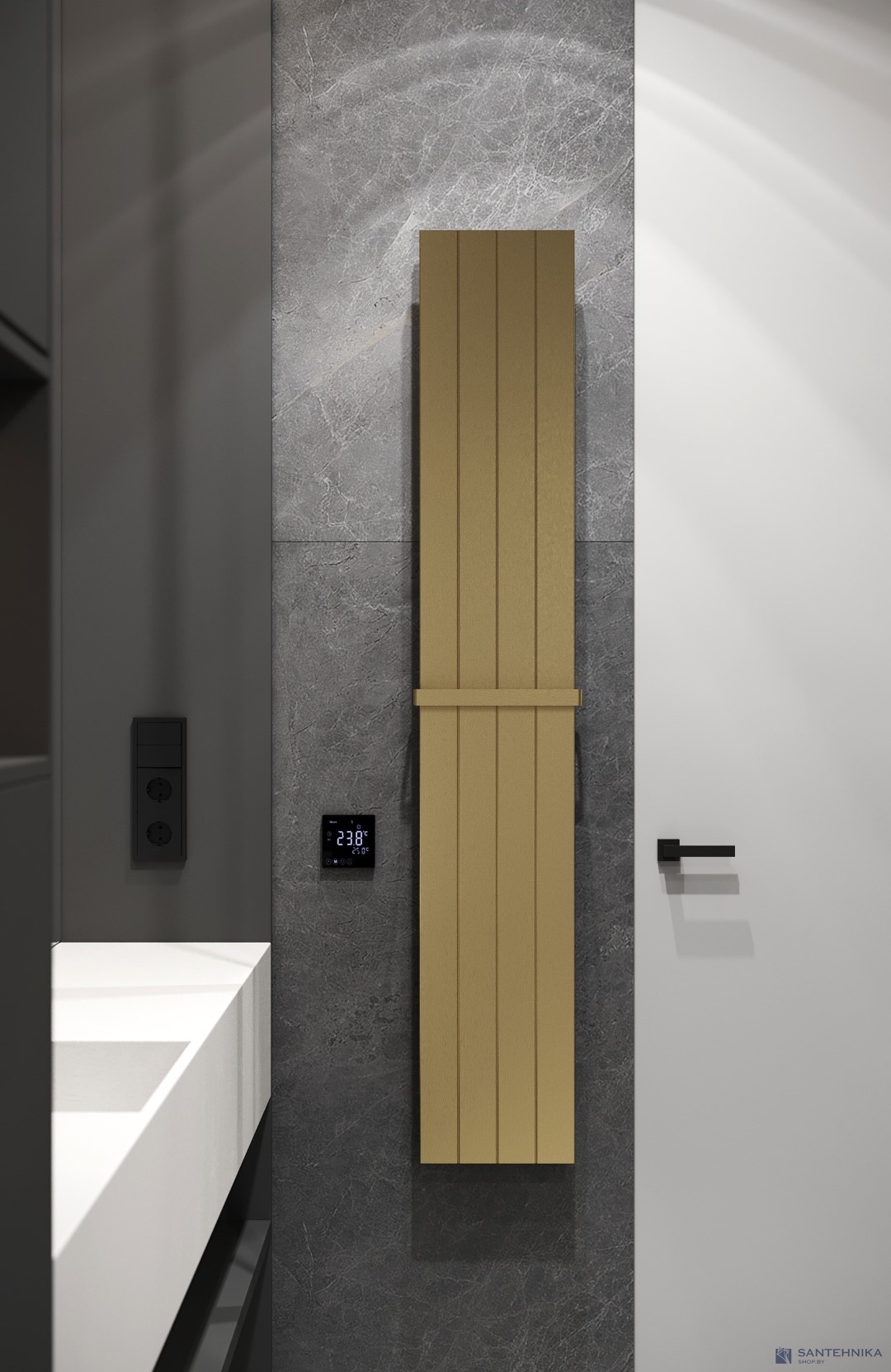 Полотенцесушитель электрический Boheme Flat, золото матовое