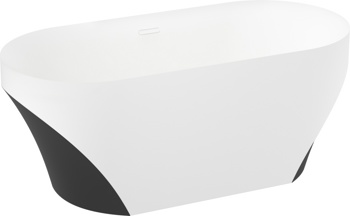 Отдельностоящая акриловая ванна Wellsee Croquis 166x77 чёрно-белая, слив белый - фото