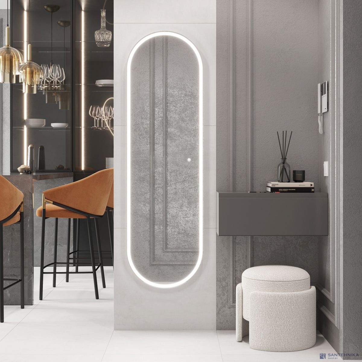 Зеркало Laparet Modus 2 45*150 овальное без подогрева