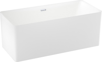 Отдельностоящая акриловая ванна Wellsee Pure 166x77 матовая белая, слив хром - фото