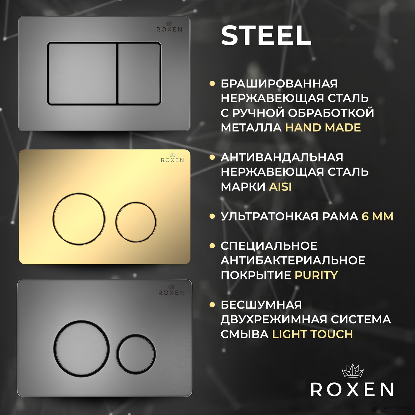 Комплект 3 в1 инсталляции для приставного унитаза Roxen Attach 868654