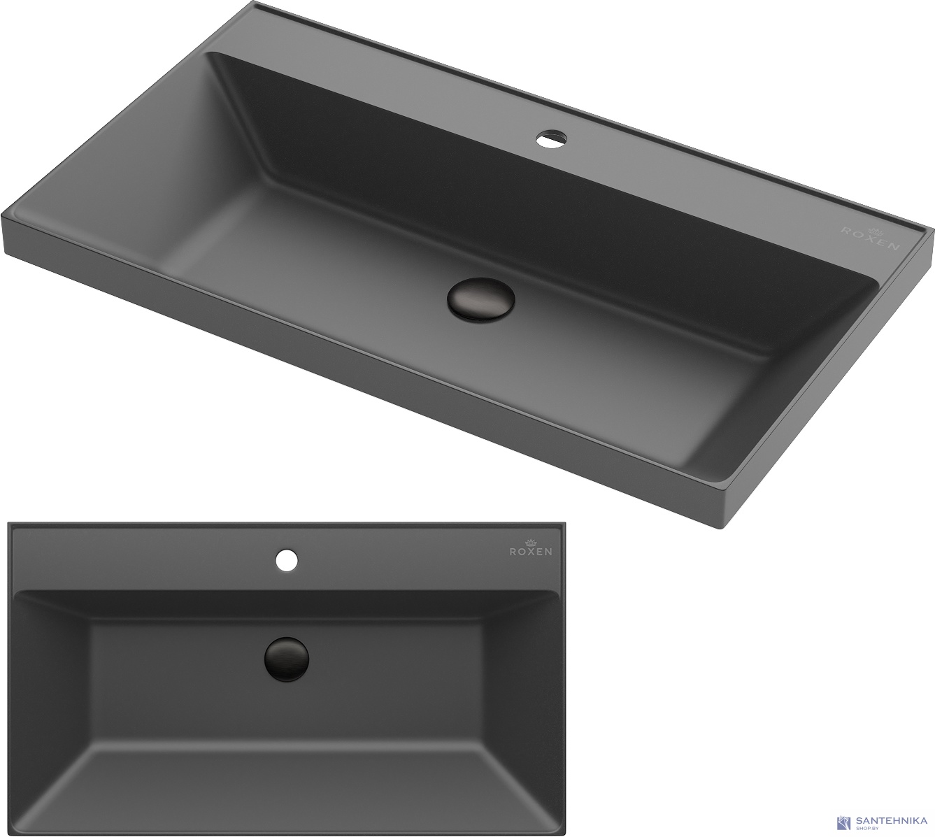 Умывальник из искусственного камня Roxen Mila 80 black 3001180-B