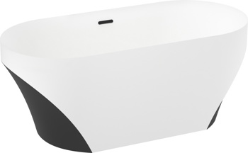 Отдельностоящая акриловая ванна Wellsee Croquis 166x77 чёрно-белая, слив чёрный - фото