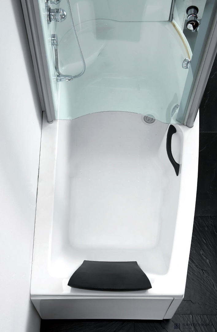 Акриловая прямоугольная ванна 170х85 с душевой кабиной Gemy G8040 C правая
